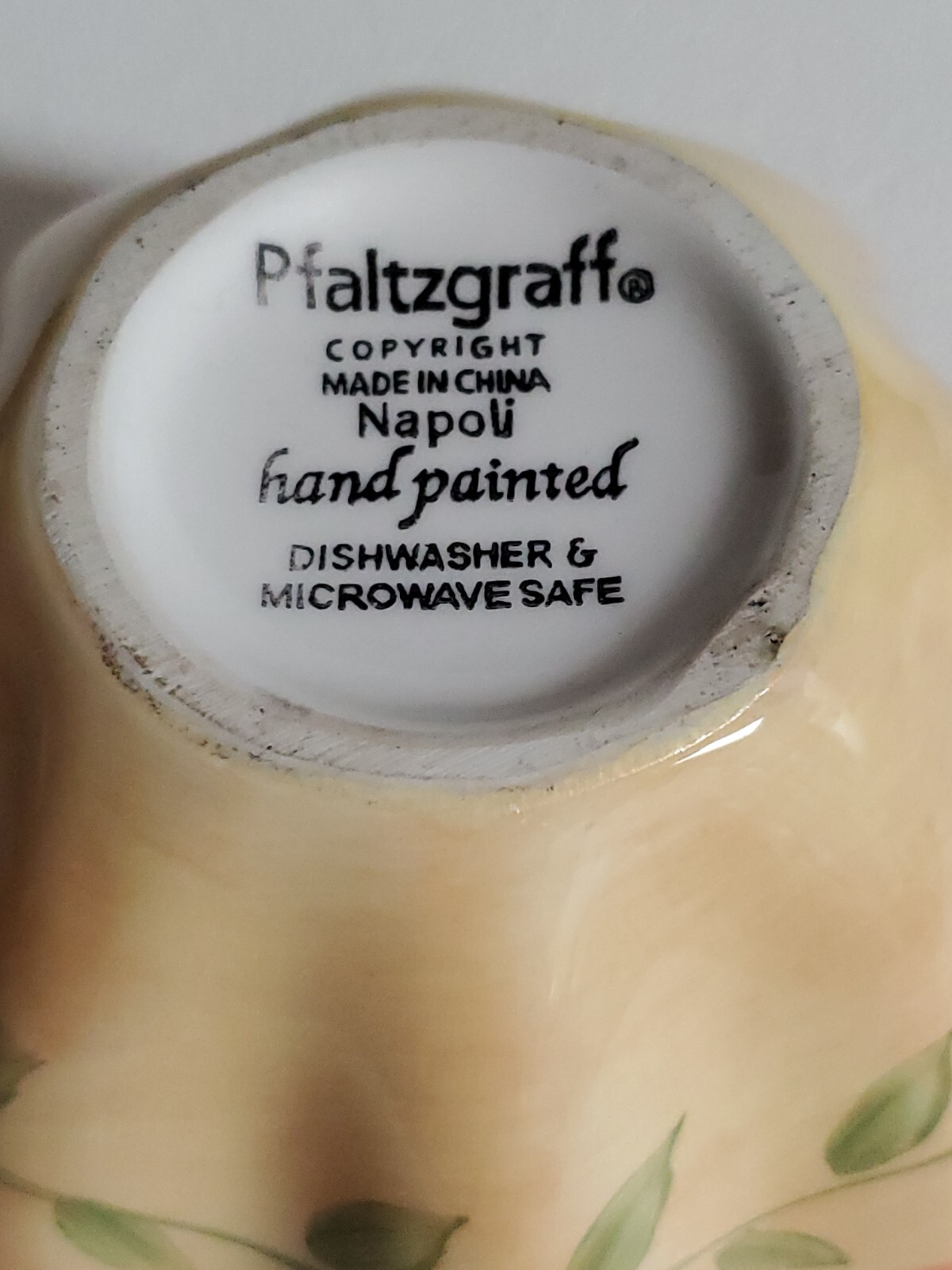 Pfaltzgraff Napoli Hand Painted Scalloped Dip Bowl Leaf Pattern 5" Diam 3" High