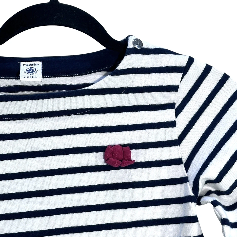 Top PETIT BATEAU Juvenil Marinero Rayas Cuello Redondo Manga Larga Algodón Rosa 12ans Foto 2 de 4