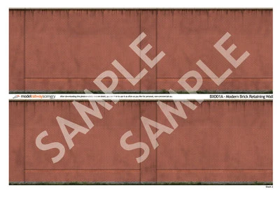 4 x SHEETS MODERN RED BRICK RETAINING WALL GAUGE 1:76 MODEL RAILWAY WALLS BX001A