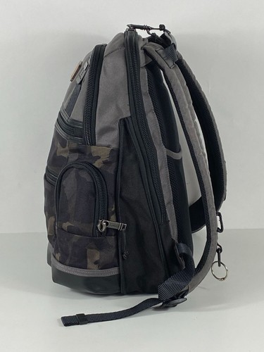 TUMI Parrish Leather Trim Camo Laptop Storage Unisex Backpack Black/Gray F179 - Picture 3 of 8
