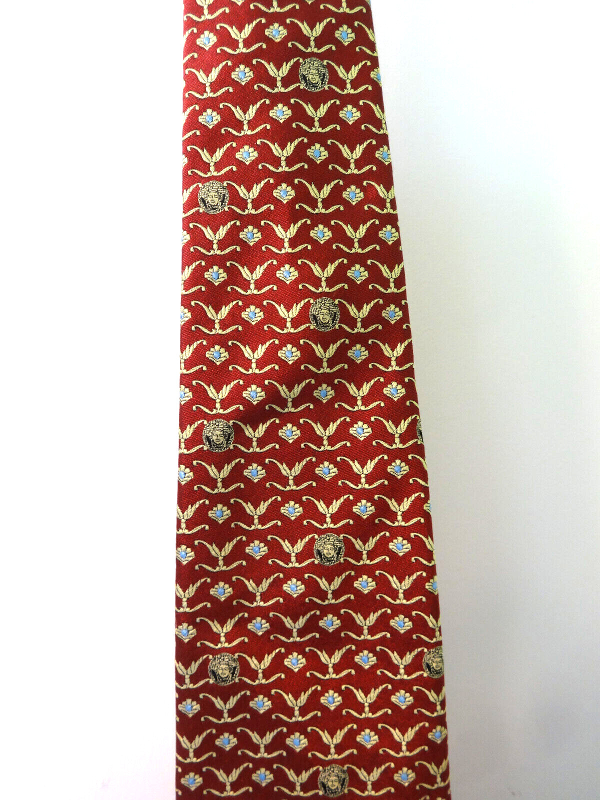 GIANNI VERSACE SILK TIE MEDUSA HEAD LOGO ITALY RARE BLK LABEL RED GOLD BLUE 59" image 5
