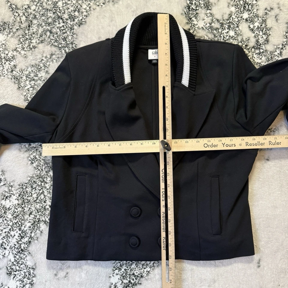 Cabi Jacket Womens Size 8 Black Cropped Long Sleeve Black Tie Blazer - Image 4 of 4