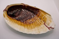 Antique 19th c French Majolica Shell Platter Choisy-le-roi HB & Cie, 11 x 6 1/2