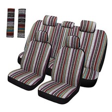 Baja Saddle Blanket Car Seat Covers Full Set with Seat Belt Pads, FULL SET Red