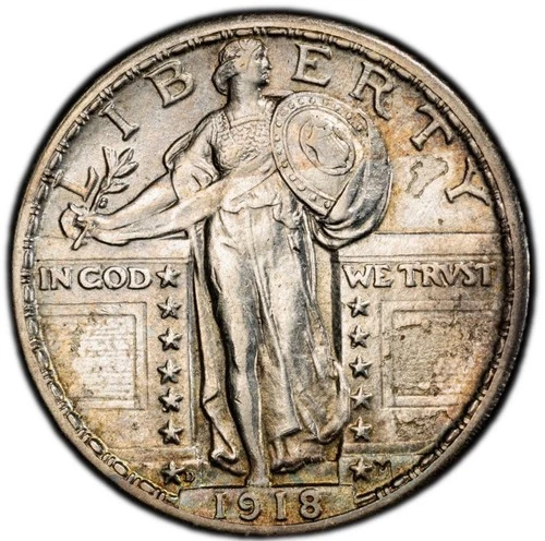 1918-D Standing Liberty Quarter. Full Head.