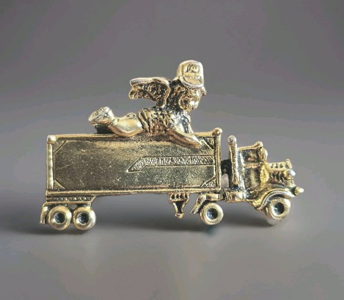 Vtg. Camco Diesel Truck Pin W/ Guardian Angel Goldtone