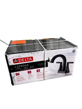 Delta Lorna 4" Centerset 2-Handle Bathroom Faucet with Drain Kit in Matte Black