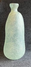 Heavy Art Glass Vase 20 Inch Aqua Green Frosted Crackle Texture