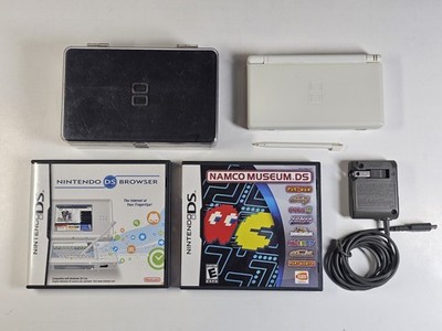 White Nintendo DS Lite Handheld Bundle: 2 Games, Case, Charger & Stylus, Tested