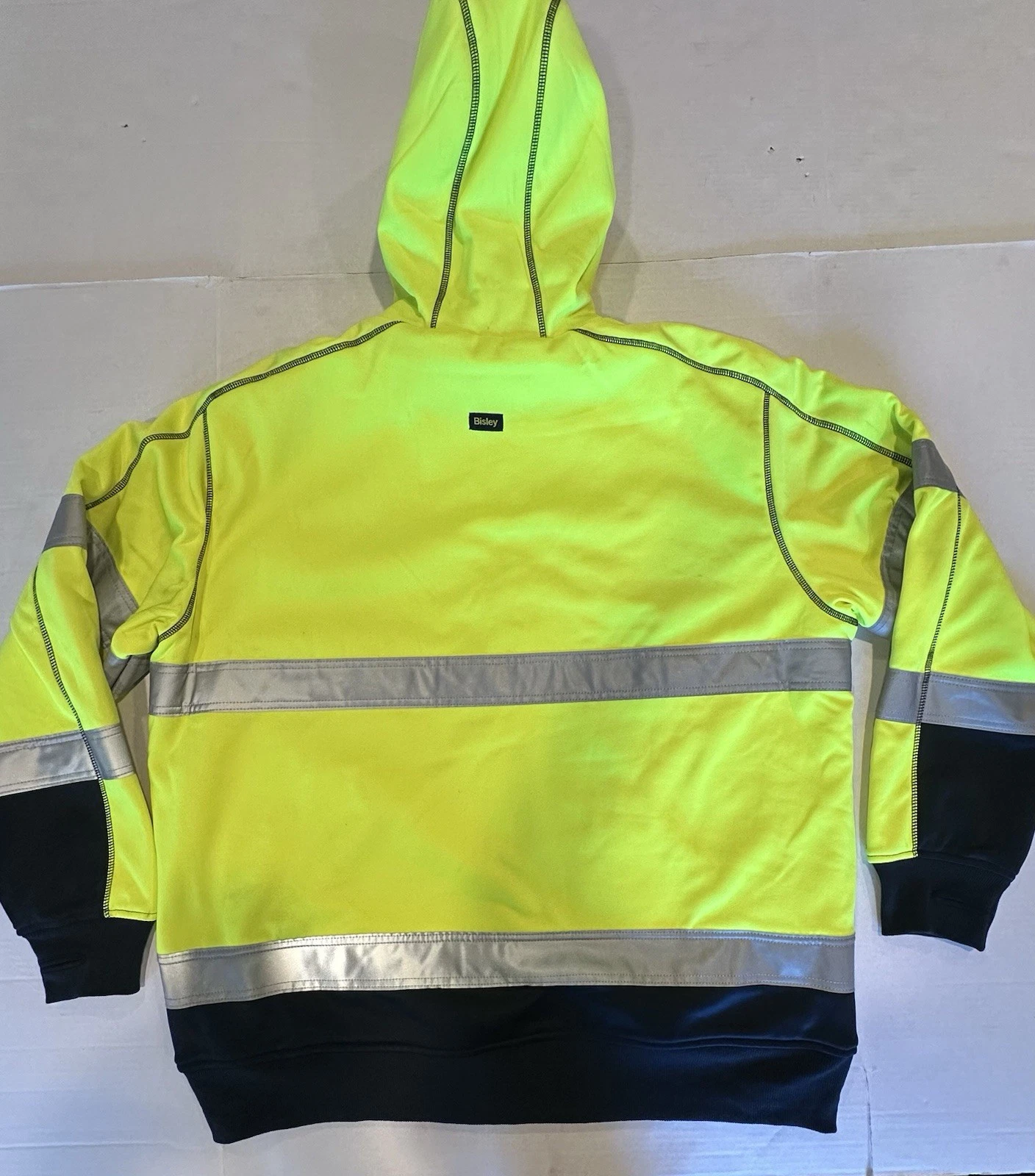 Bisley Workwear Jacket Hooded Zipper ANSI 107 R Class 3 Yellow Navy Reflect 2XL - product detail image 18