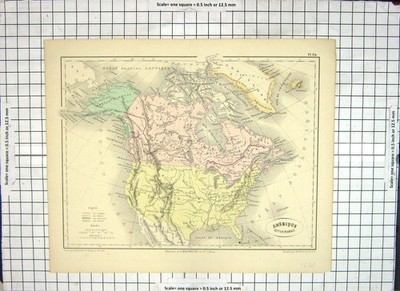 Original alter antiker Druck Karte Nordamerika Kanada Hudson Florida Mexiko