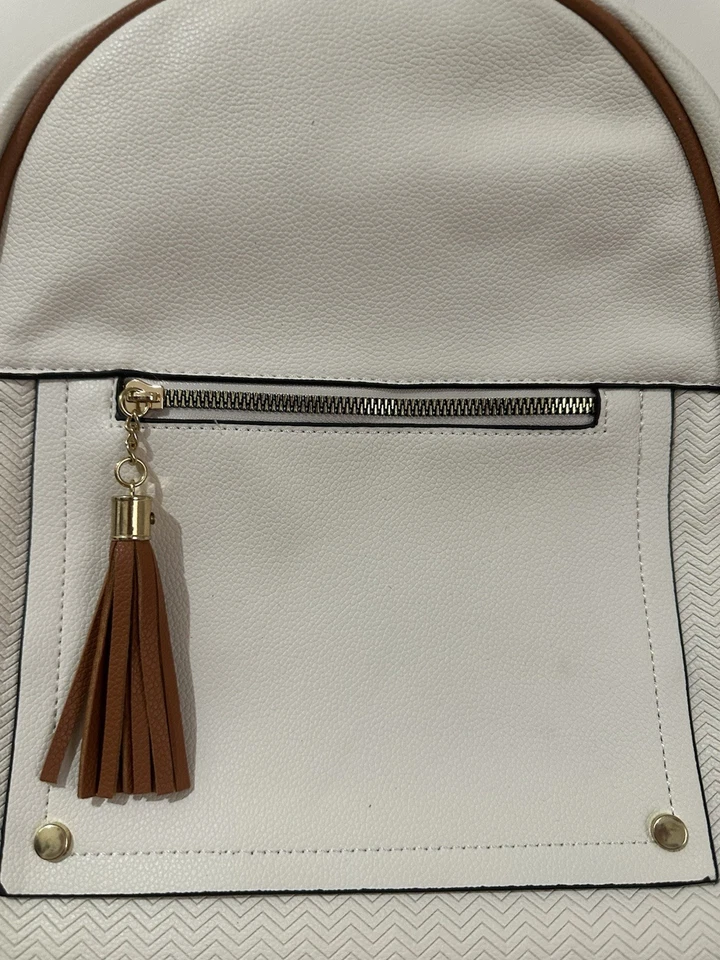 Montana West Beige Faux Leather Anti Theft Mini Backpack Purse - Image 2 of 4