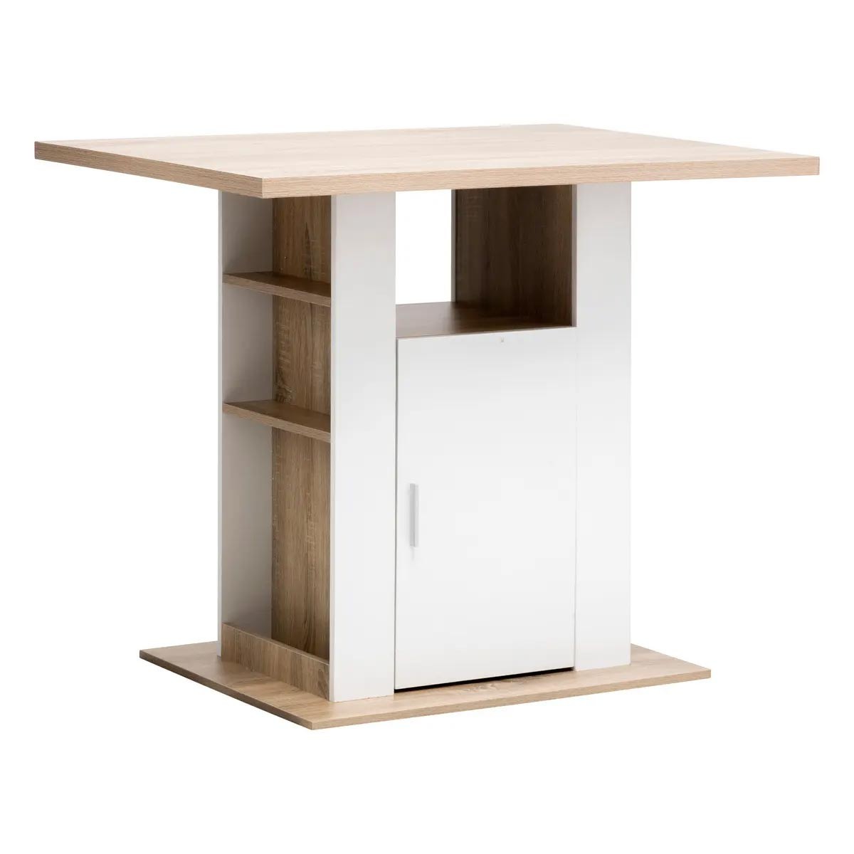 Ilot de cuisine en bois naturel et blanc 110cm aux finitions soignées