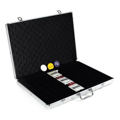 Pokerkoffer für 1000 Poker Chips Poker Set m. Zubehör Pokerkarten Würfel Buttons - Bild 1 von 4
