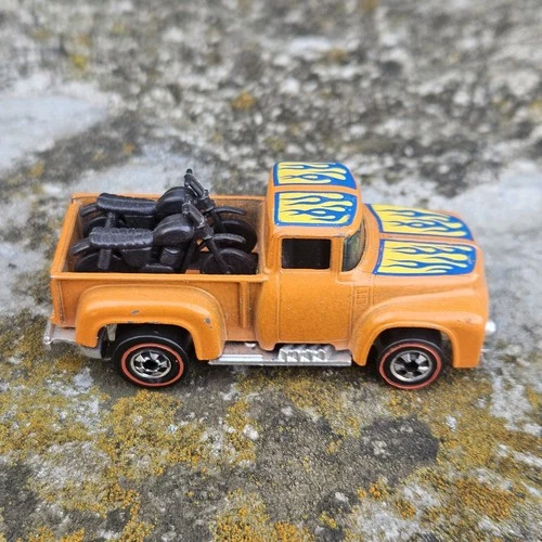 Hot Wheels 56 Hi Tail Hauler Redline Motorcycles Orange Ford Pickup Truck VHTF