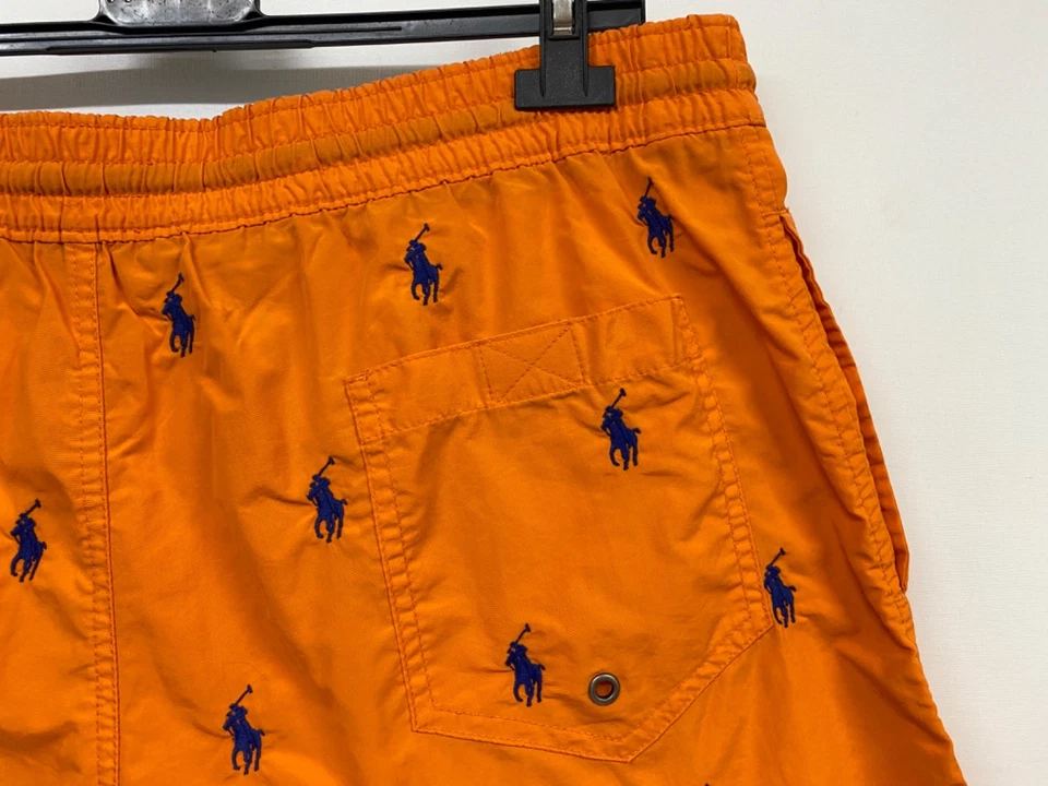 Ralph Lauren Swim shorts mens L Orange Navy Pony embroidered 698 - Image 3 of 4