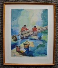 AQUARELL Gouache HOLZFÄLLER ? TEERKOCHER ? signiert PFRENGLE Schwarzwald Triberg