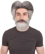 HPO Adult Men  s Franco Culture Modern Grey Halloween Wig, Mustache  Beard Set