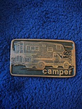 Vintage 1975 Ford Travel Trailer Camper Brass Belt Buckle Mens Collectible Vintage 1975 Ford Travel Trailer Camper Brass Belt Buckle Mens Collectible