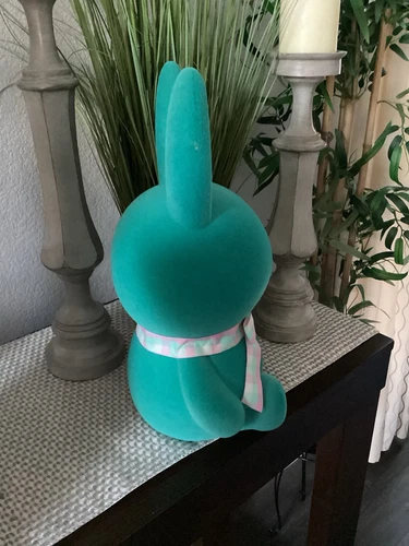 Way To Celebrate Flocked Bright Green Bunny 16” - Picture 2 of 6