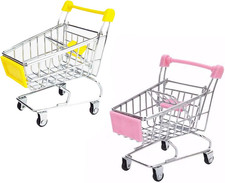 2 Pcs Mini Shopping Cart Small Supermarket Cart Metal Shopping Utility Supermark