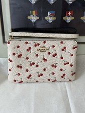 NWT Coach Corner Zip Wristlet With Cherry Print cex82