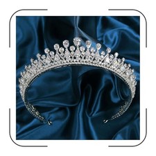 Vintage Women Wedding Tiaras Cubic Zirconia Pageant Crowns Sweet 16 Silver