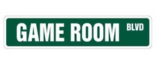 GAME ROOM Street Sign Metal Plastic Decal pinball foosball air hockey pool