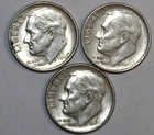 (3) 1964-P Roosevelt Dimes - Circulated - #1924E - FREE SHIPPING