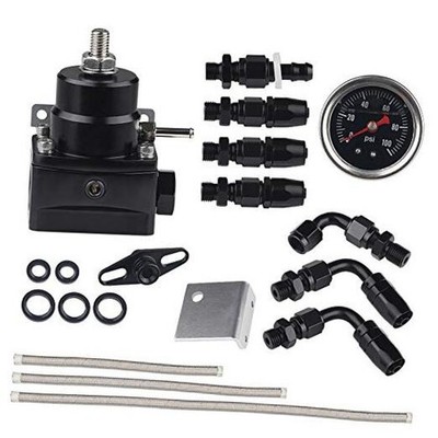 Aluminum EFI Fuel Pressure Regulator Kit Adjustable with 100 Psi Pressure