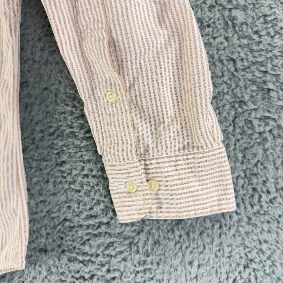 Camisa Ralph Lauren Abotonada Para Hombre Grande Beige Rayas Yarmouth Algodón Oxford Foto 4 de 4