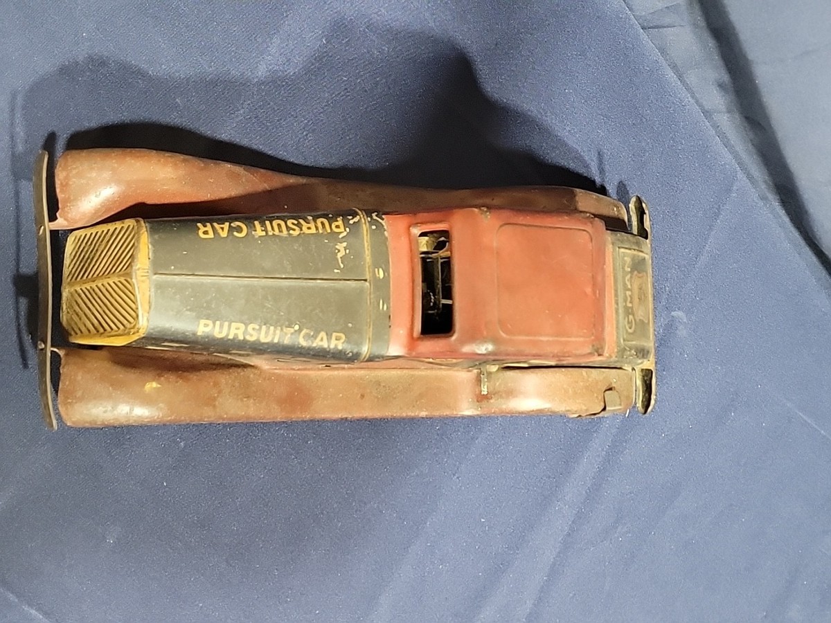 VINTAGE 1930s Louis Marx Tin Windup G-Man Pursuit Car Working