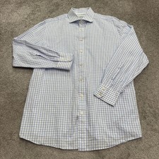 Charles Tyrwhitt Slim Fit Dress Shirt Mens 17/35 Blue White Gingham Check Work