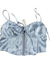 LA Hearts Tie Satin Corset Pacsun NWT Blue Coquette Festival Fairy Small Romanti
