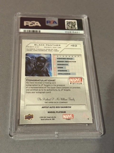 Black Panther Auto 2023 Marvel Platinum Upper Deck PSA 9 JP Targete Autograph sp - Image 4 of 4