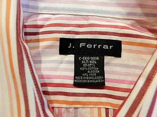 J FERRAR MULTI COLOR STRIPE BUTTON DOWN LONG SLEEVE MENS XLT SHIRT (A8017) - Picture 5 of 7