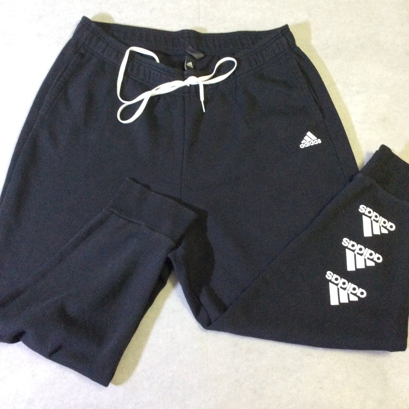 Adidas Sweatpants Womens 2X Black Joggers Stacked Logo Classic Fleece Active