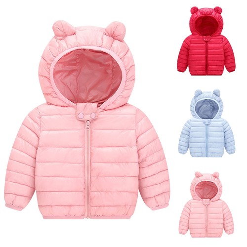 Chlidren Boys Girl Winter Coats Jacket Kids ZipThick Ears Snow Hoodie Clothes