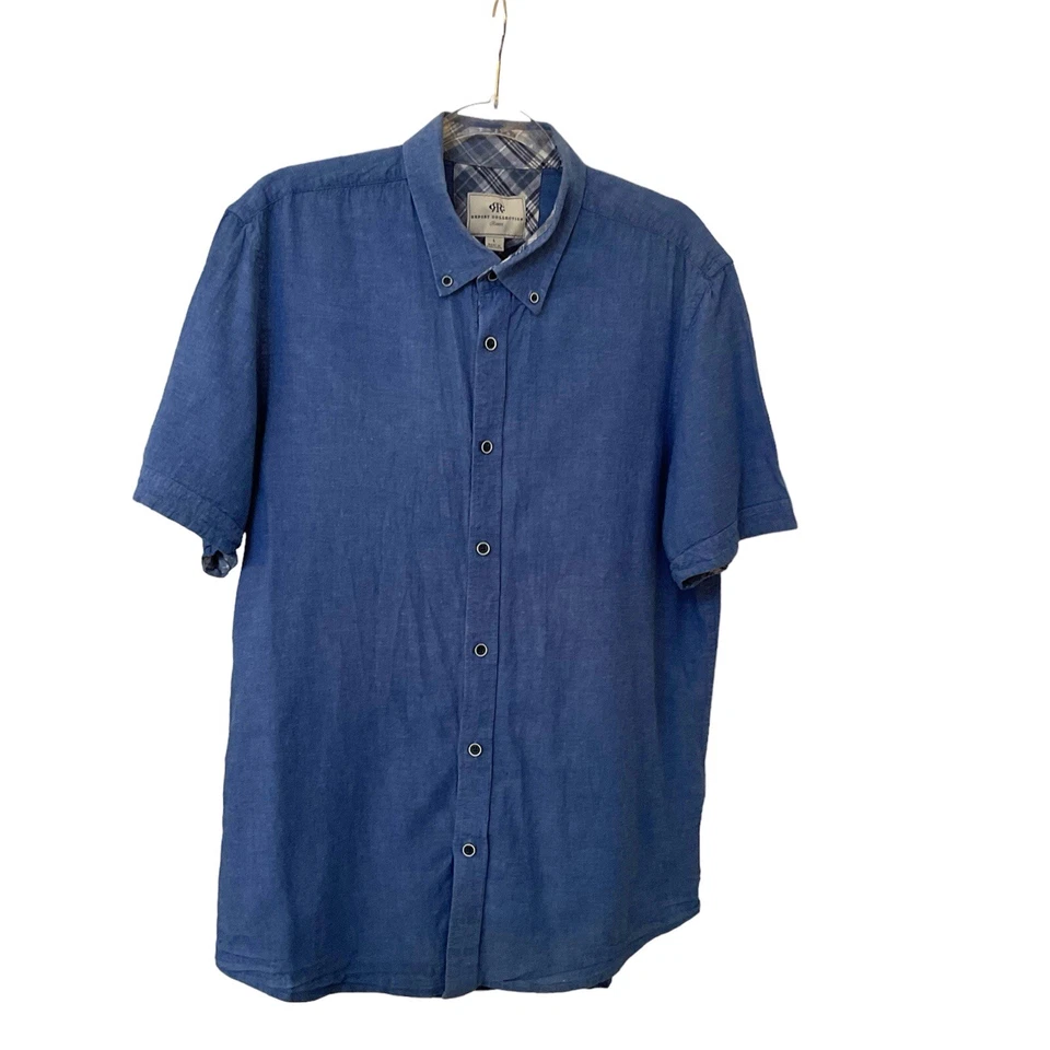 Report Collection Shirt Men’s L Blue Short Sleeve Casual Button Front - Image 2 of 4