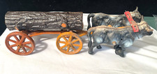 Antique Kenton Cast Iron Oxen Drawn Log Wagon