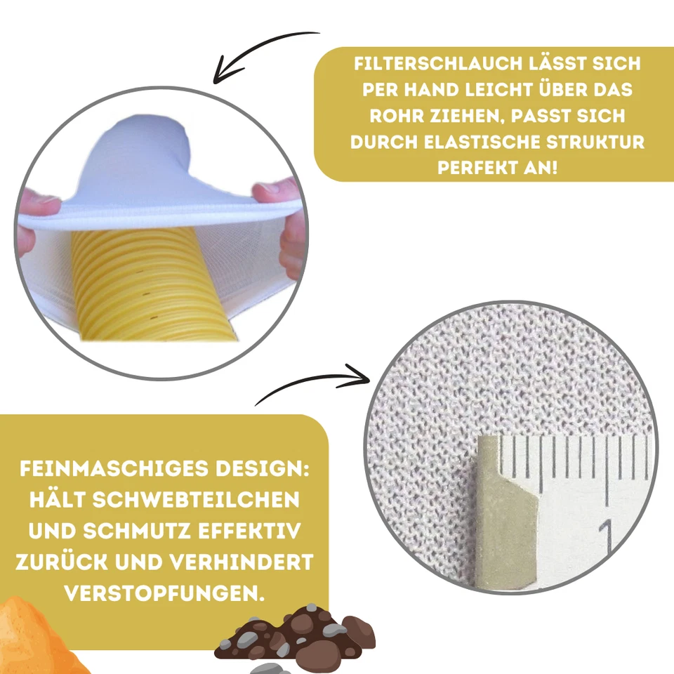 Drainage Drainagerohr Drainagevlies Filterschlauch Profi-Set DN50-DN100 10m-50m - Bild 3 von 4