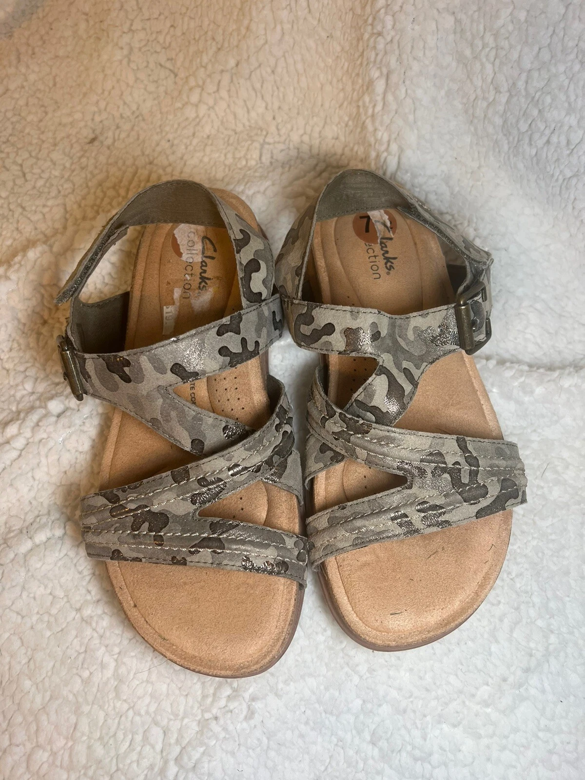 Sandali donna regolabili Clarks Collection Brynn Step pelle mimetica misura 7 5