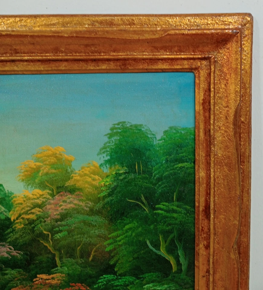 PINTURA BANKSY ABDUCCIÓN OVNI ÓLEO SOBRE LIENZO CON MARCO EN HOJA DE ORO BONITO BUENO Foto 3 de 4