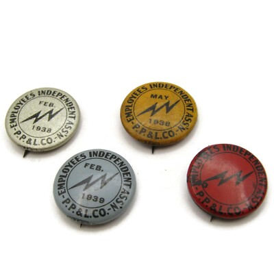 #ad #ad PPamp;L Pennsylvania Power amp; Light 4 Union Pins Antique Red Silver Yellow Blue $35.00