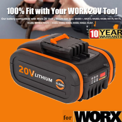 Akku für Worx 20V 5500mAH Li-Ion Power WA3551 WX390 WG549 WG259 WX166 WX523