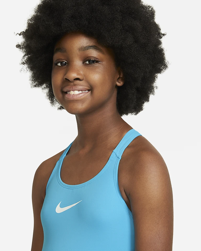 Nike Niños Essential Azul Espalda Corredora Una Pieza Natación L12657 Talla L/14 Niños Grandes Foto 3 de 4