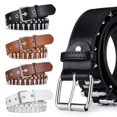 Men Women Punk Rock Belt Rivets Studded Black Bullet Gothic  display picture 2
