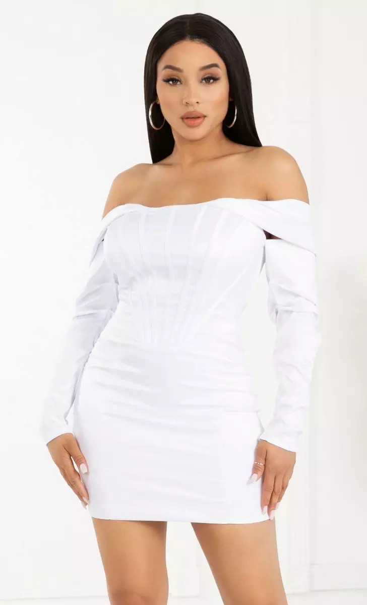 White long sleeve top mini bodycon dress