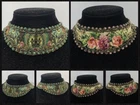 Necklace Choker Michal Negrin Crystals Fabric Elegant flowers Made in Israel