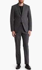 John Varvatos Star USA Men's Fancy Charcoal Woven Wool Blend Suit 698
